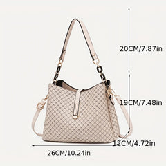 Vintage Geometric Print Crossbody Bag Retro PU Leather Shoulder Bag