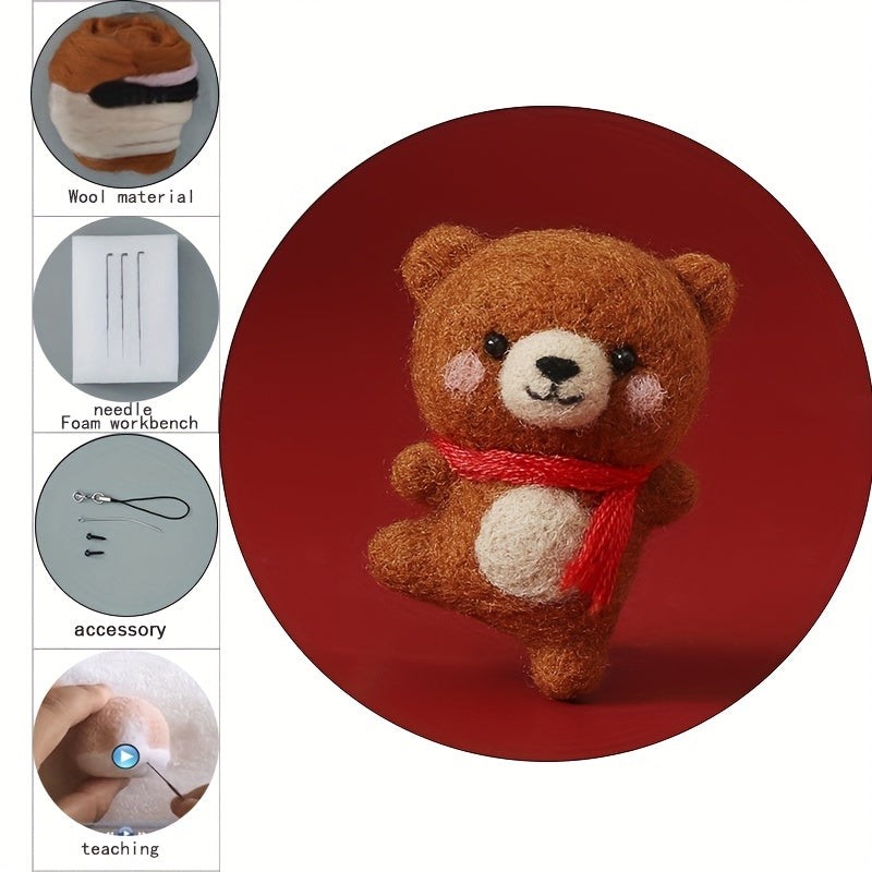 DIY Animal Bear Wool Felt Doll Kit for Beginners