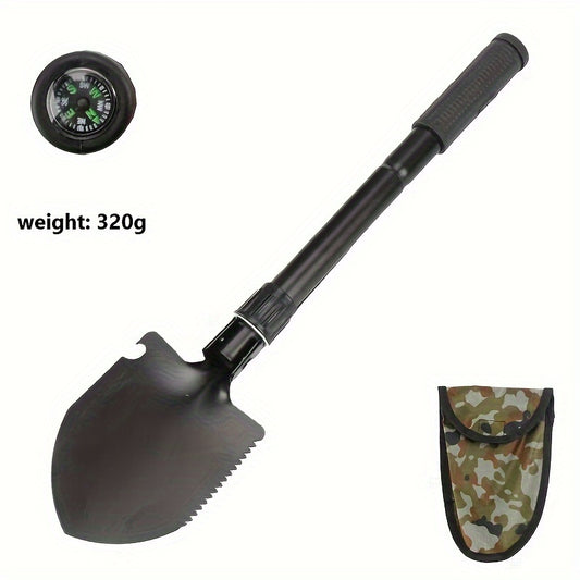 4-In-1 Stainless Steel Folding Survival Shovel for Camping Hiking