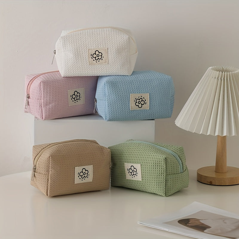 Waffle Pencil Case Small Portable Cosmetic Bag