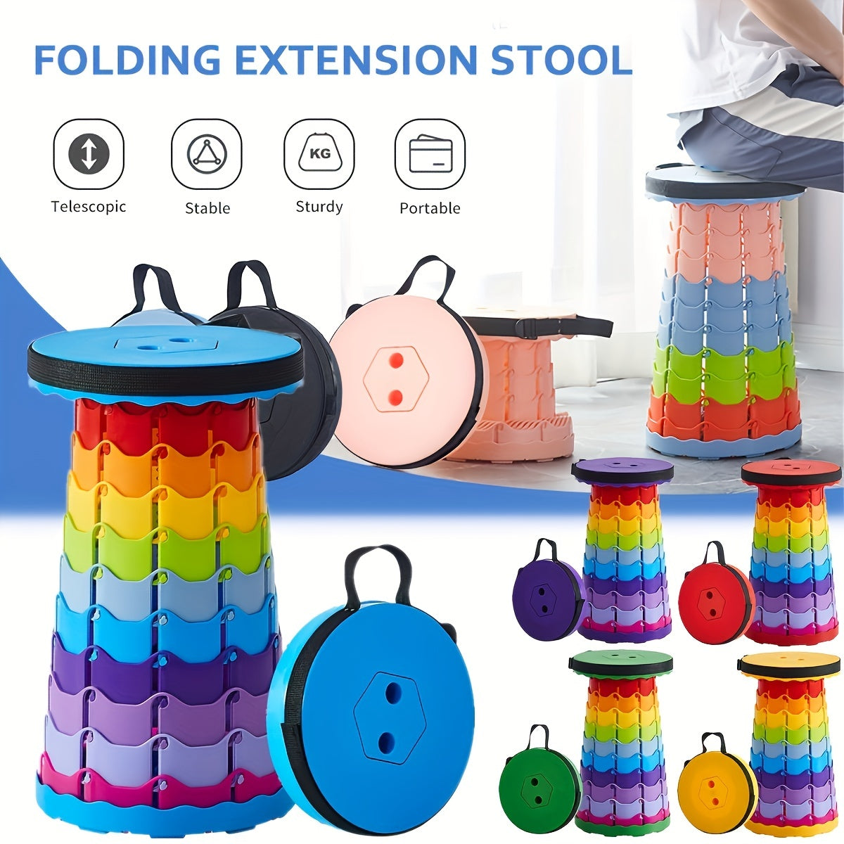 Adjustable Rainbow Folding Stool for Camping & Fishing