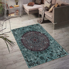 Vintage Boho Area Rug Distressed Non-slip TPR Base Soft Polyester Fiber Mat