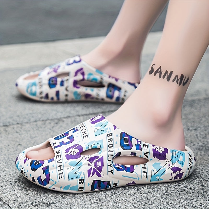 Men's Graphic Pillow Slides Cloud Slides Casual Non Slip Slippers