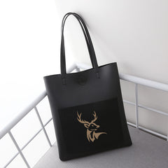 Deer Head Print Shoulder Bag Large Capacity Handbag