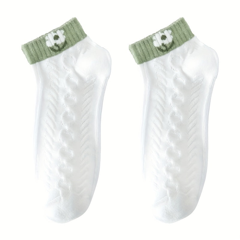 Floral Print Mesh Socks Low Cut Women's Stockings