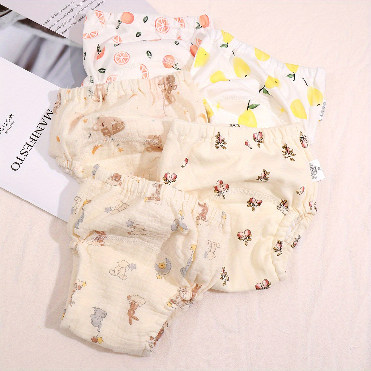 5pcs Baby Fabric Animal Waterproof Diaper Pockets Training Pants