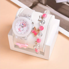 Butterfly Silicone Strap Girls Watch Set