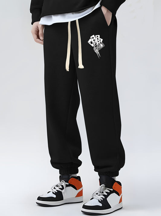 Card Print Sweatpants Casual Jogger Pants With Pockets
