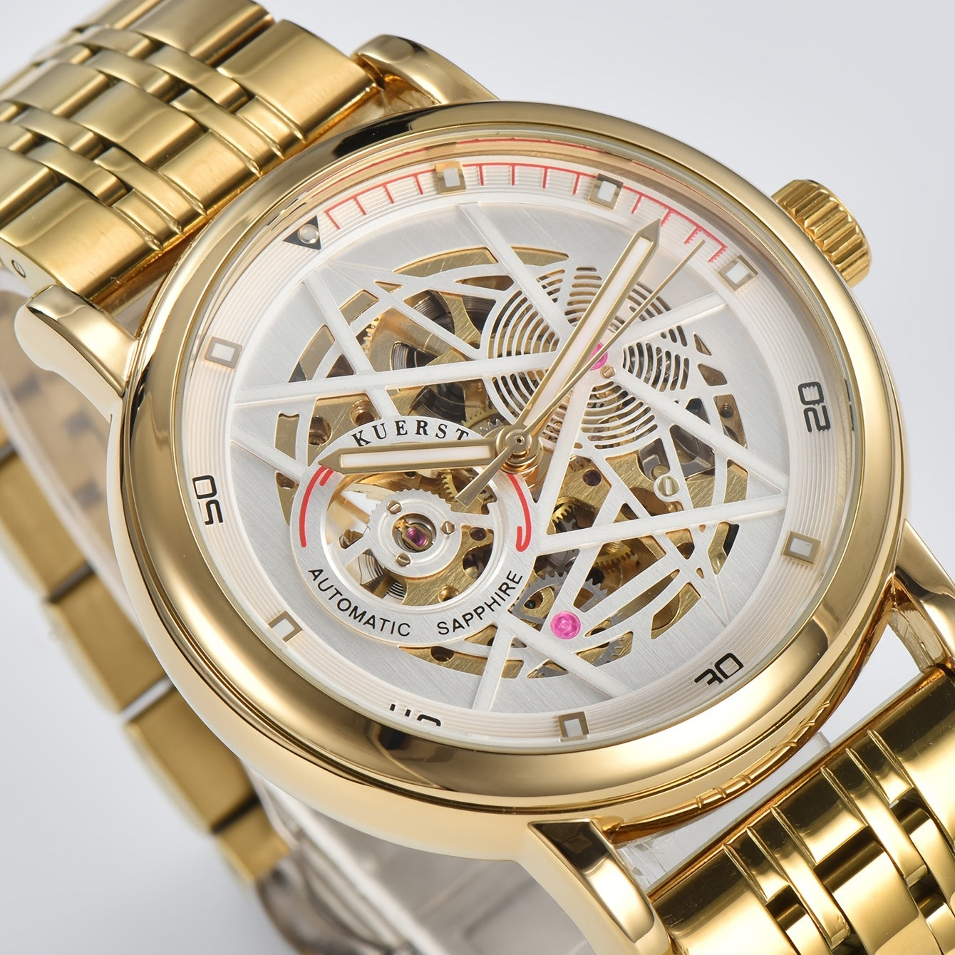 KUERST Men's Double Press Butterfly Buckle Automatic Mechanical Watch