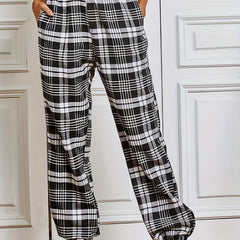  Plaid Print High Rise Jogger Trousers