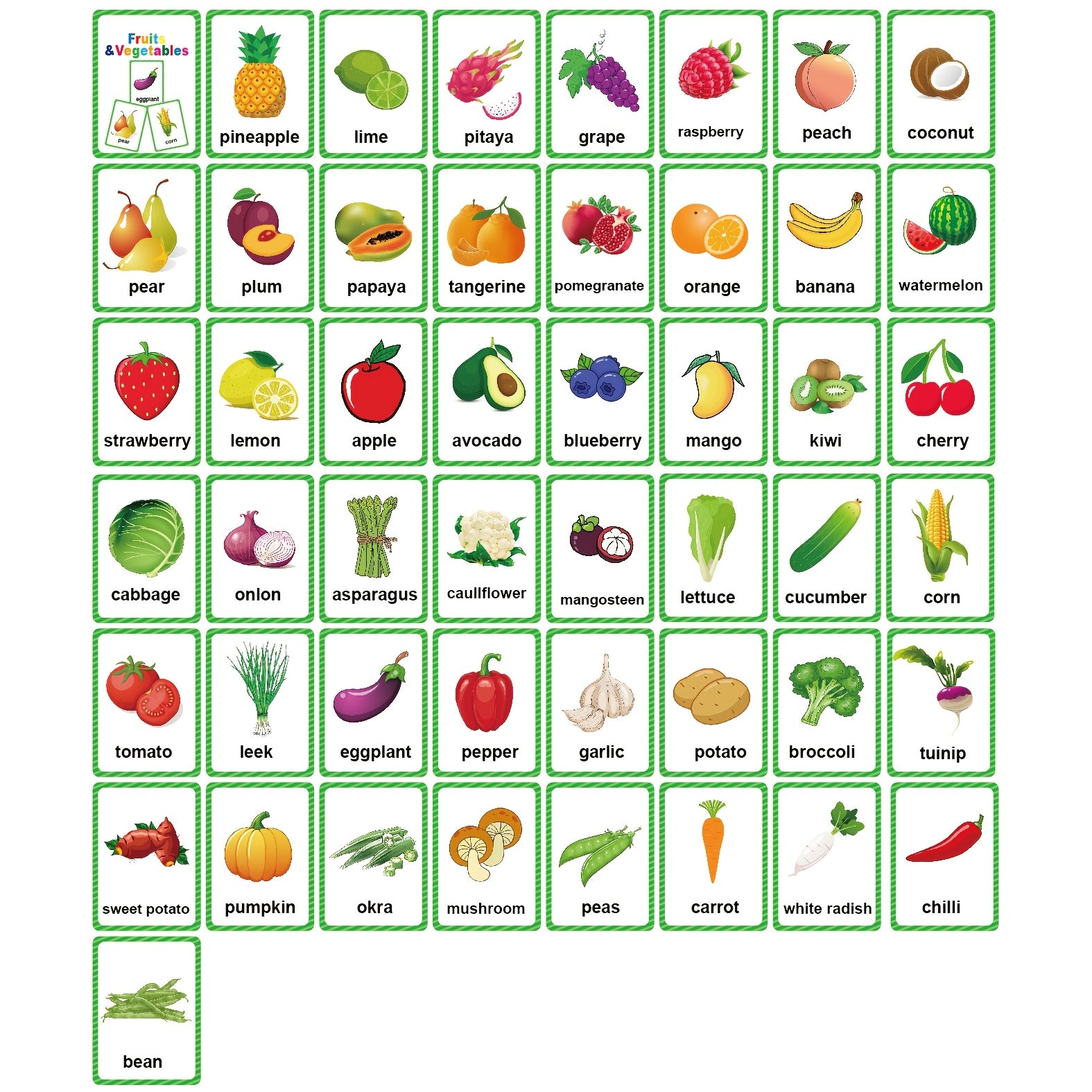 Fruit & Veggie Flashcards for Early Readers: 25 Cards, 48 High-Frequency Words