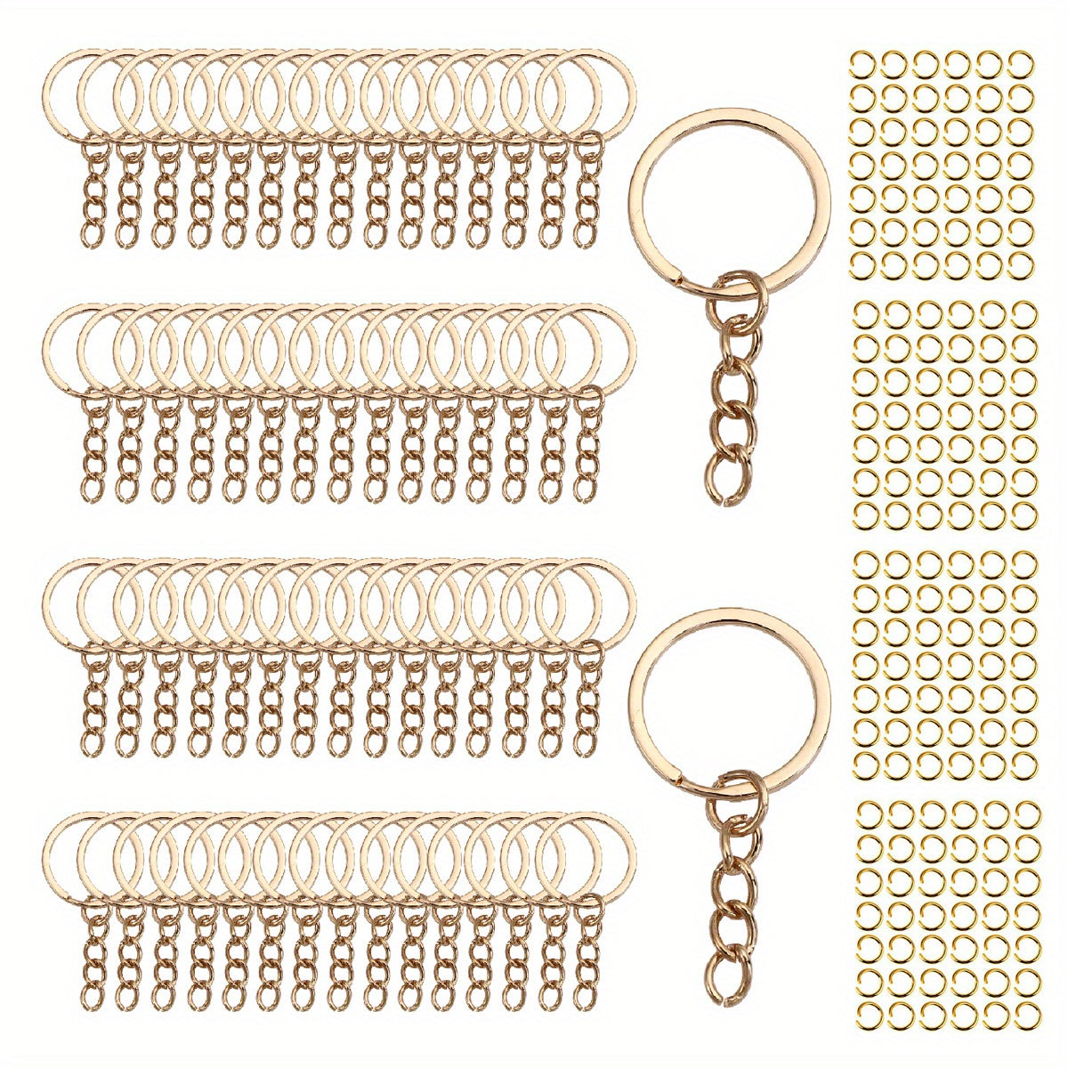 Golden Five Keychain Split Rings w/ Lobster Clasp DIY Accessories