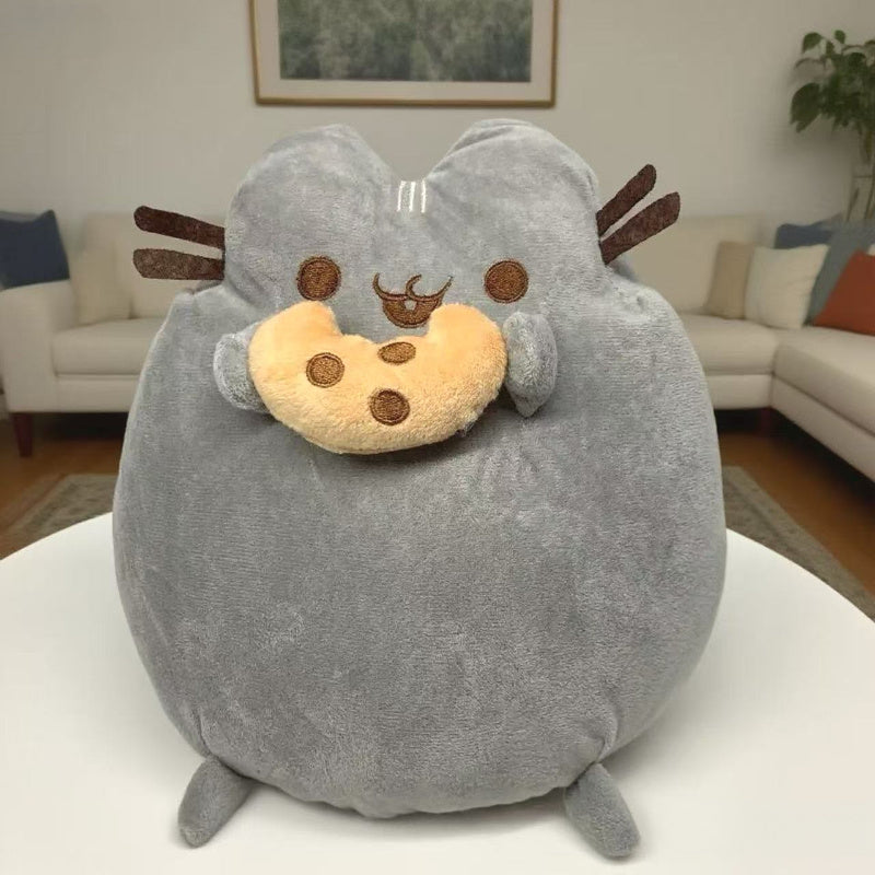 Fluffy Grey Cat Plush Toy Ultra Soft Stuffed Animal for Bed Sofa