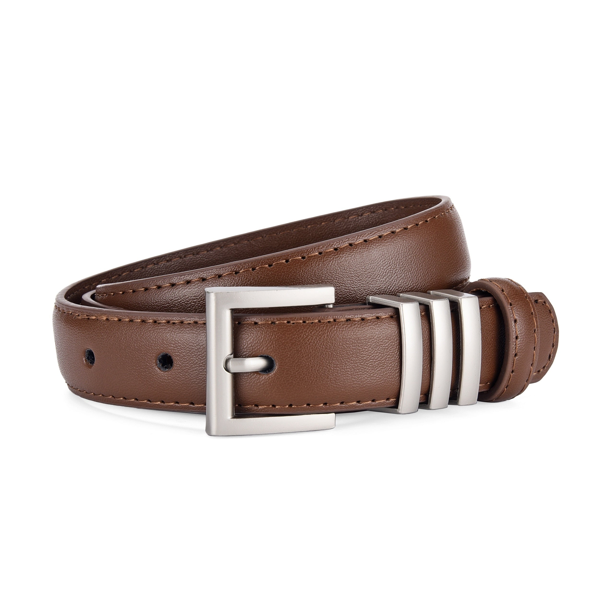 Classic Square Pin Buckle Belt Solid Casual Leather Belt