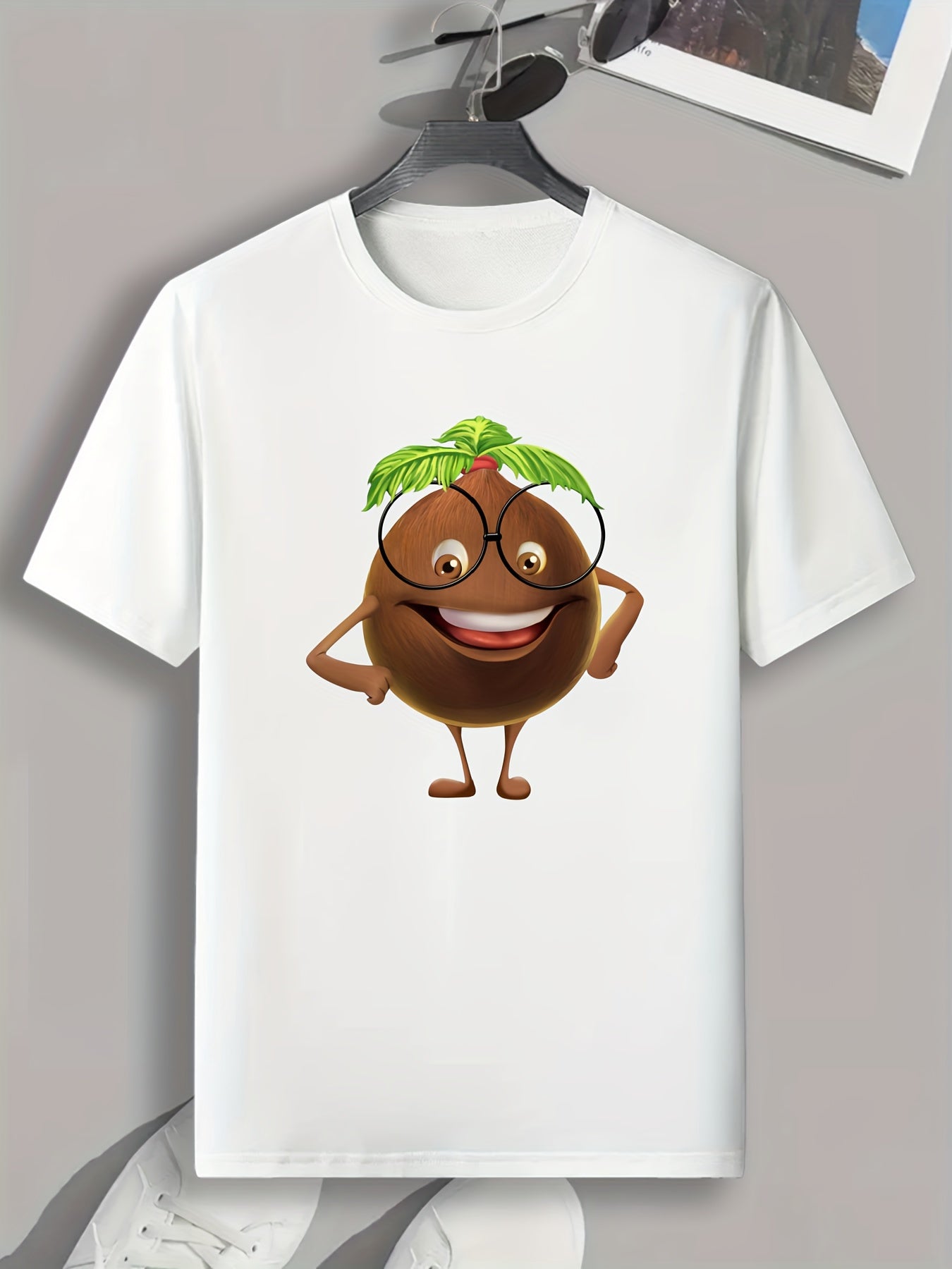 Coconut Print Men's Graphic T-shirt for Summer