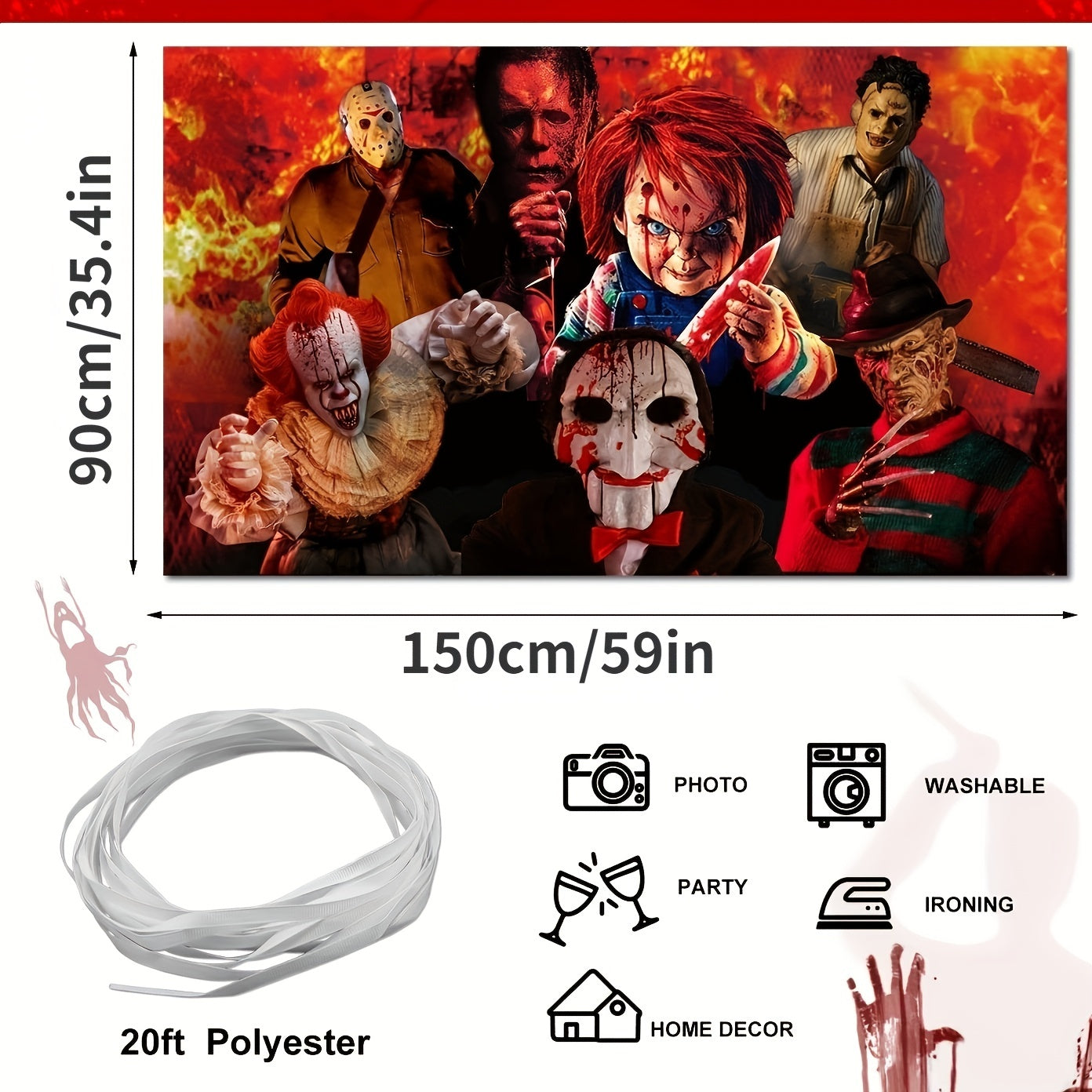 Scary Movie Character Backdrop for Halloween Party