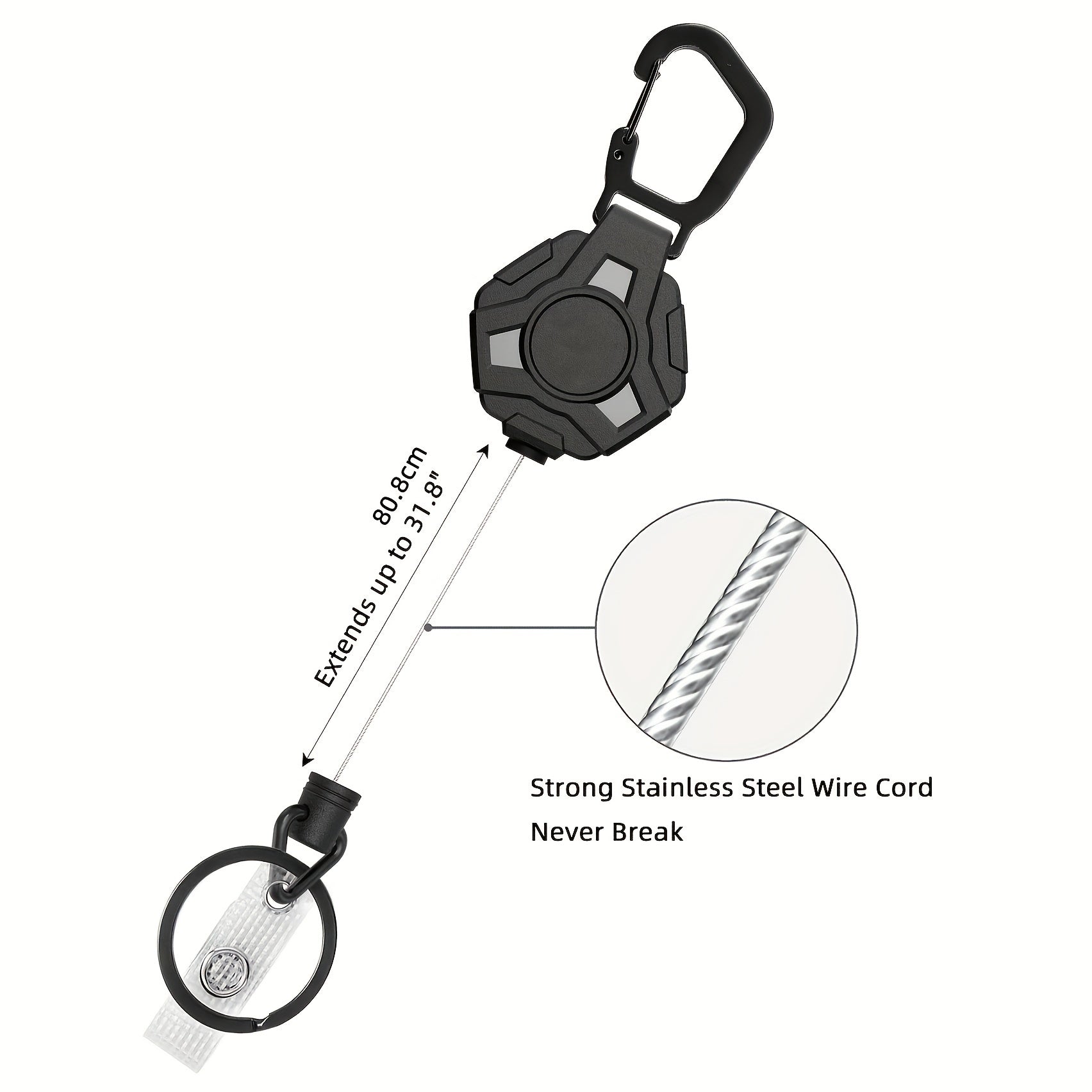 Heavy Duty Retractable Keychain with Metal Buckle