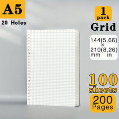 200 Pages 600 Pages A5 B5 Grid Loose leaf Paper Refill