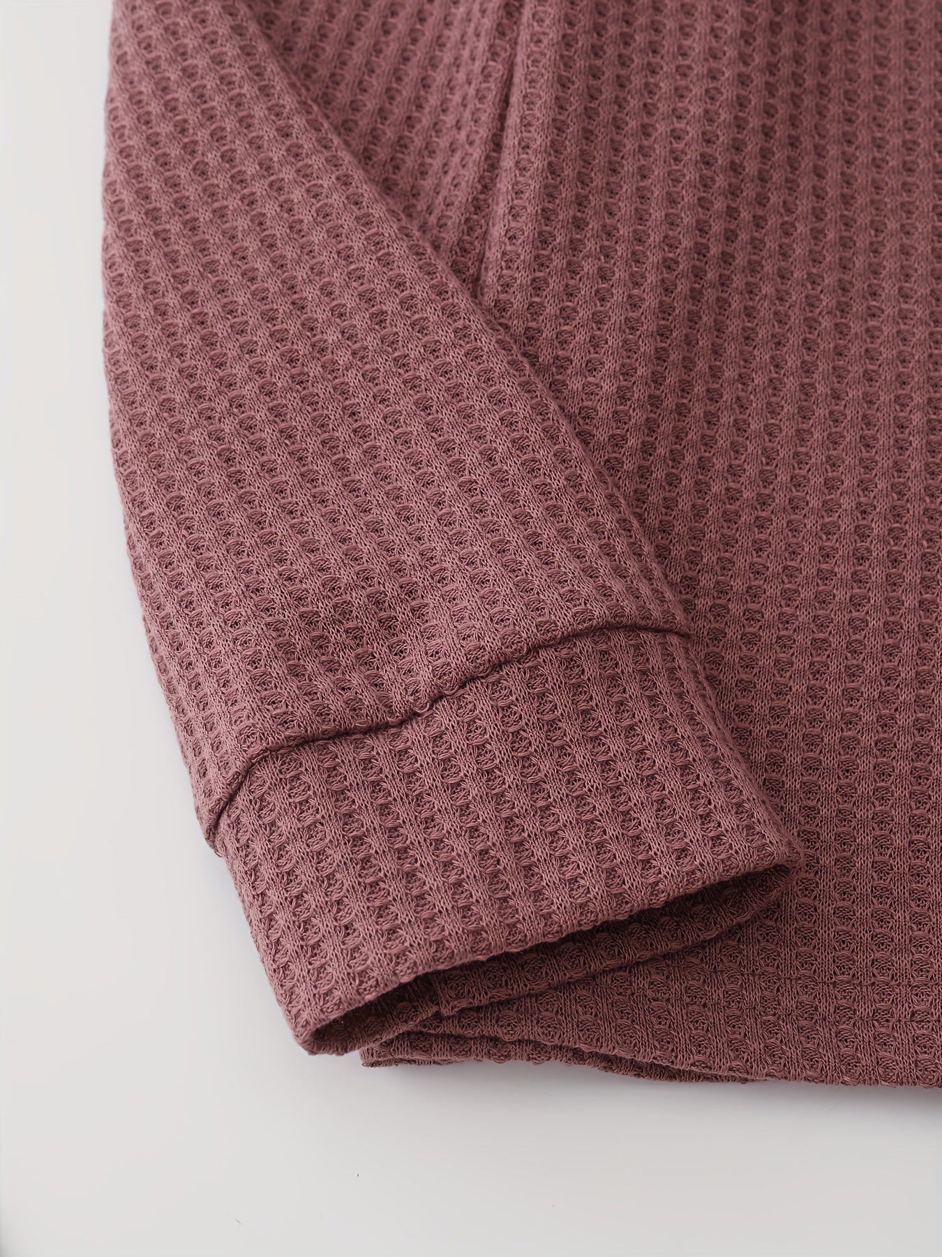 Waffle Lounge Set Long Sleeve Crew Neck Top & Shorts Women's Loungewear