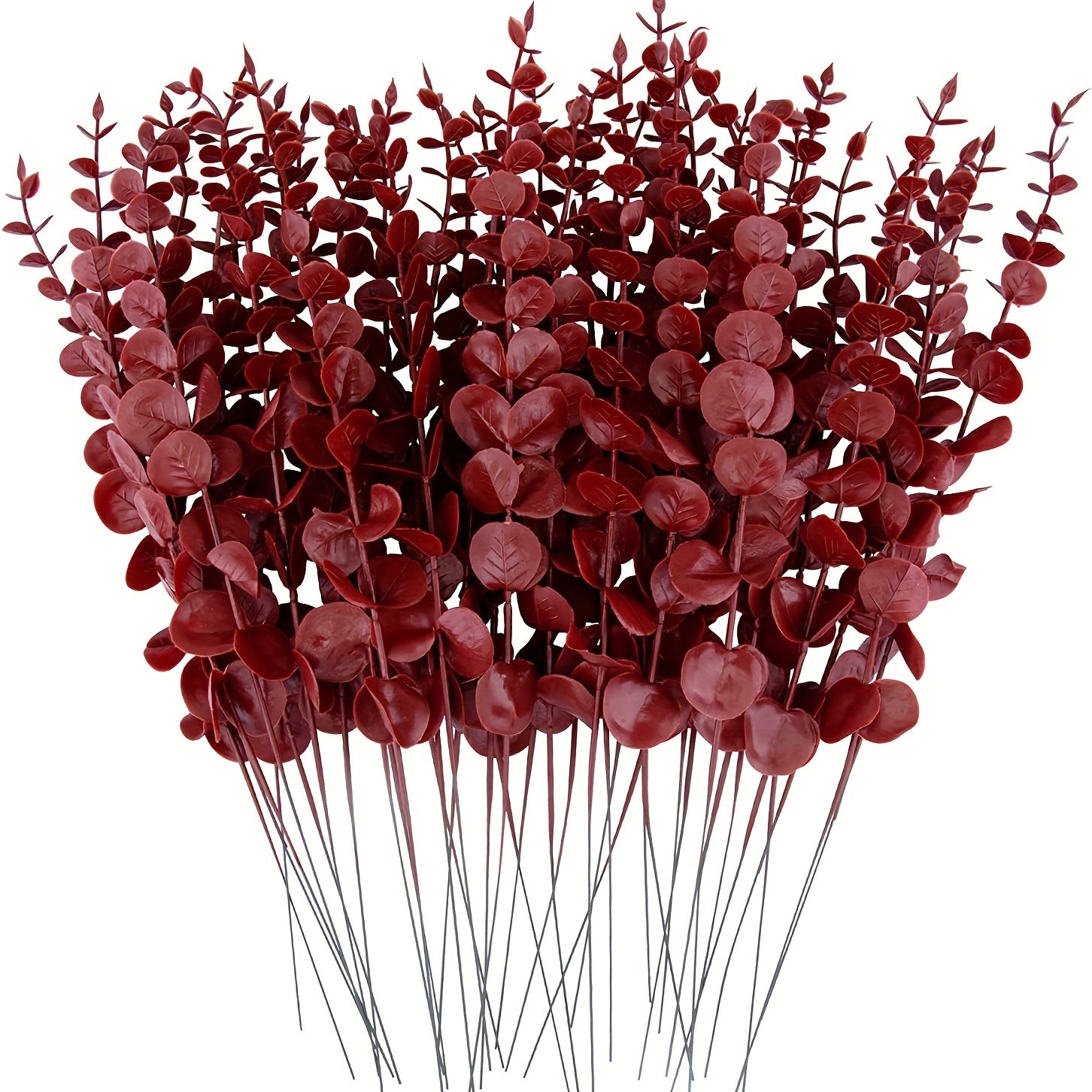 12pcs Red Eucalyptus Leaves for Events and Decor