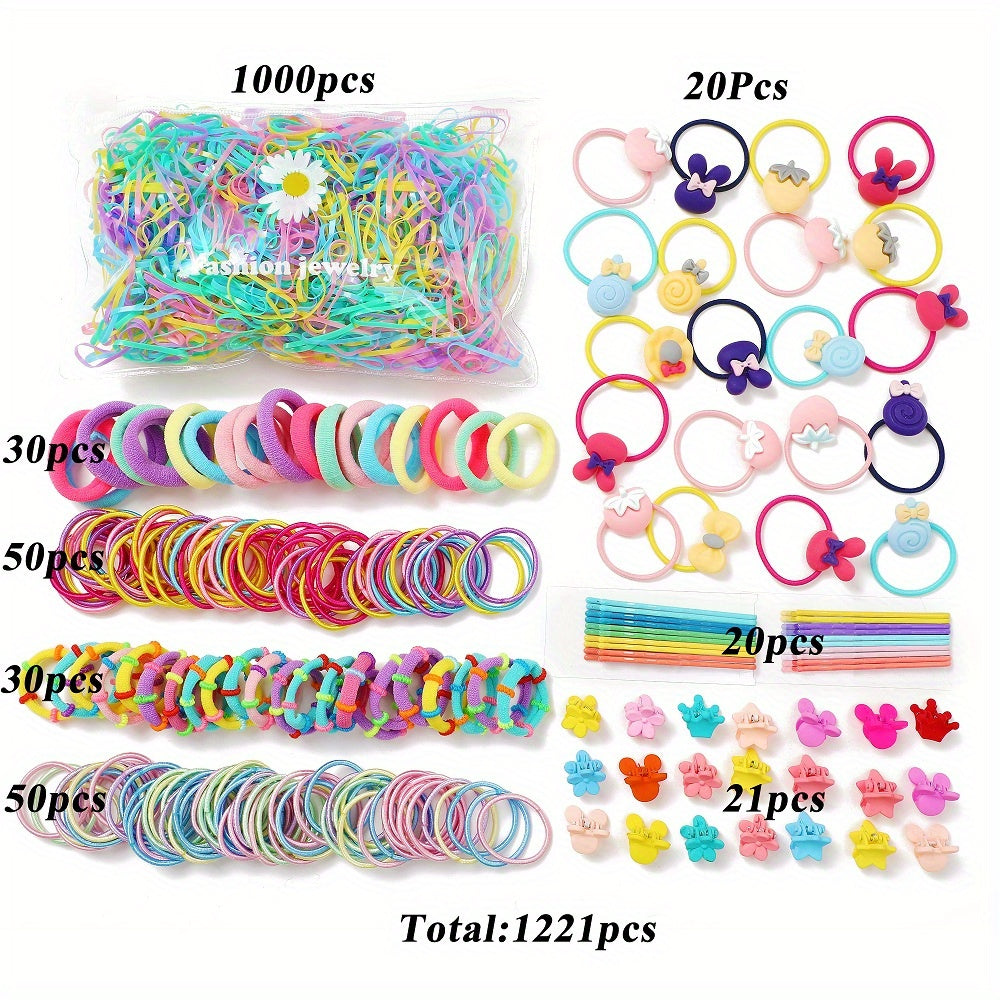1221 Pcs Hair Accessories Set - Colorful Hair Accessories with Candy Bow