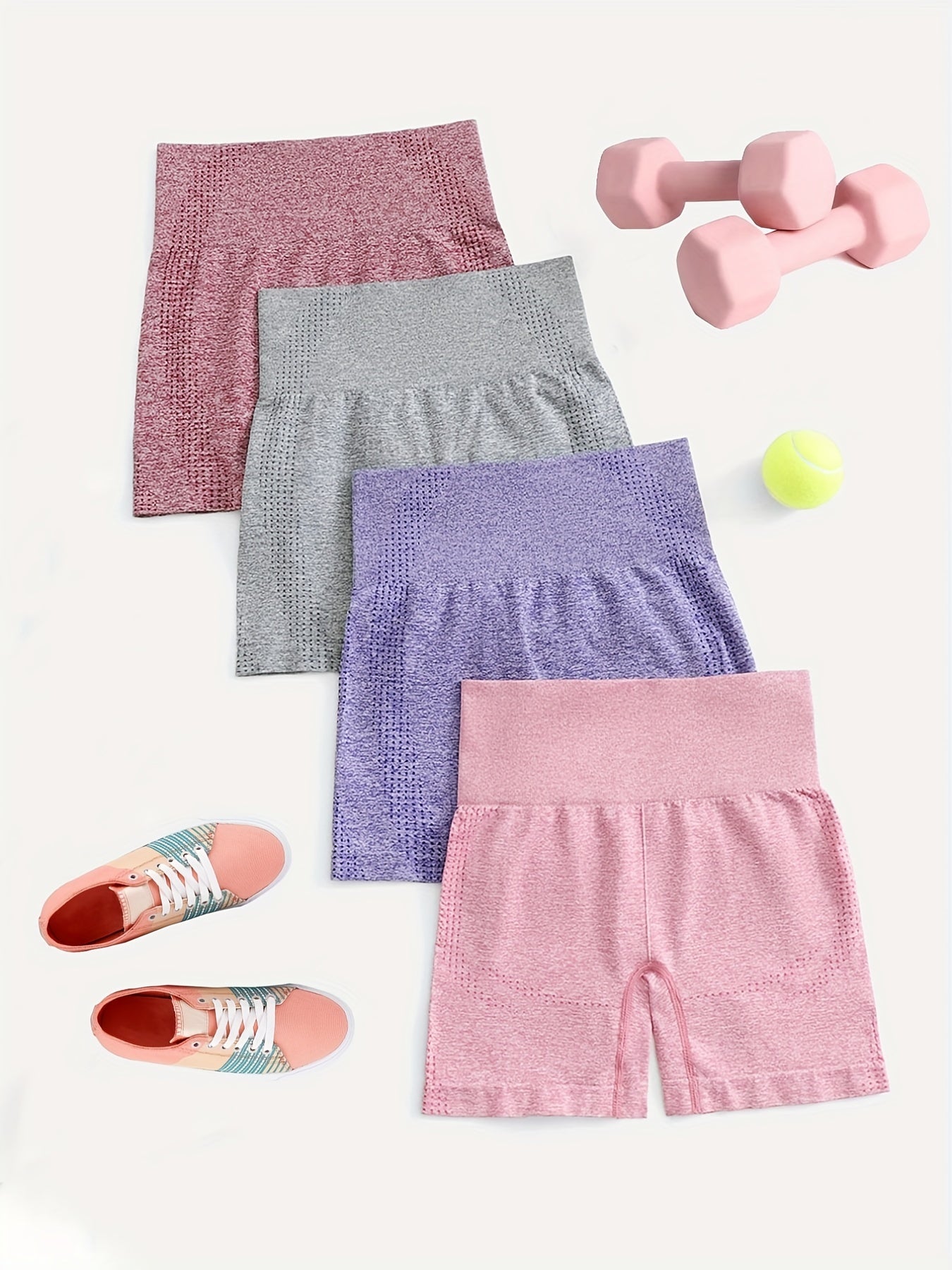 4pcs Seamless Biker Shorts Yoga Fitness Activewear
