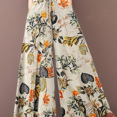  Floral Print Wide Leg Drawstring Pants With Pockets