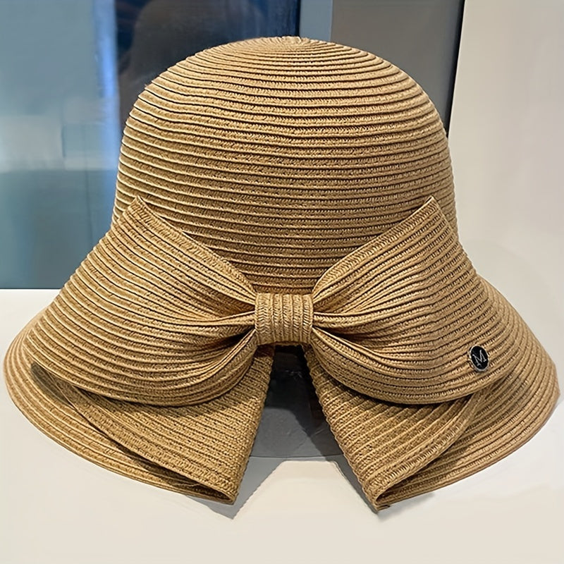 Pearl Big Brim Straw Hat Top Hat Sun Protection Hat
