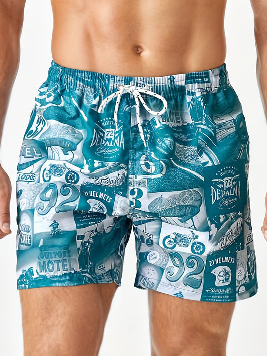 Men's Quick Dry Board Shorts With Mesh Lining & Pockets