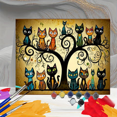 DIY Paint by Numbers Kit Tree Cat Relax Coloring Craft Ideal Gift