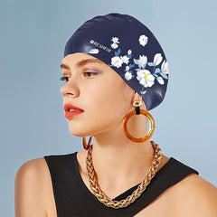 High Stretch Silicone Swimming Cap Waterproof Non slip Printed Swimming Cap