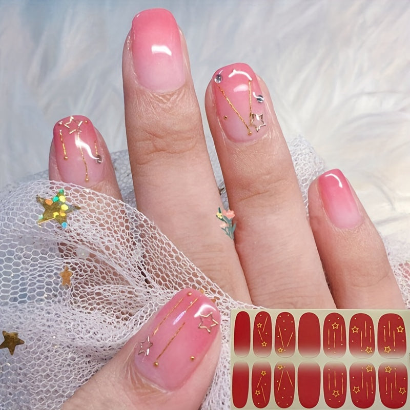 1pcs Nail Wraps Full Cover Nail Stickers With Nail Rubbing Strips