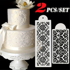 2pcs Cake Stencil Decorating Mold Templates Flower Baking Mesh Stencil