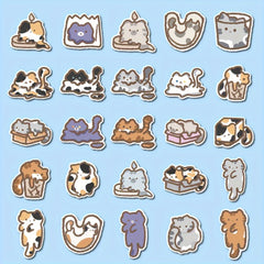 48pcs Liquid Cup Cat Sticker for Laptop Phone Bottle DIY Decoration