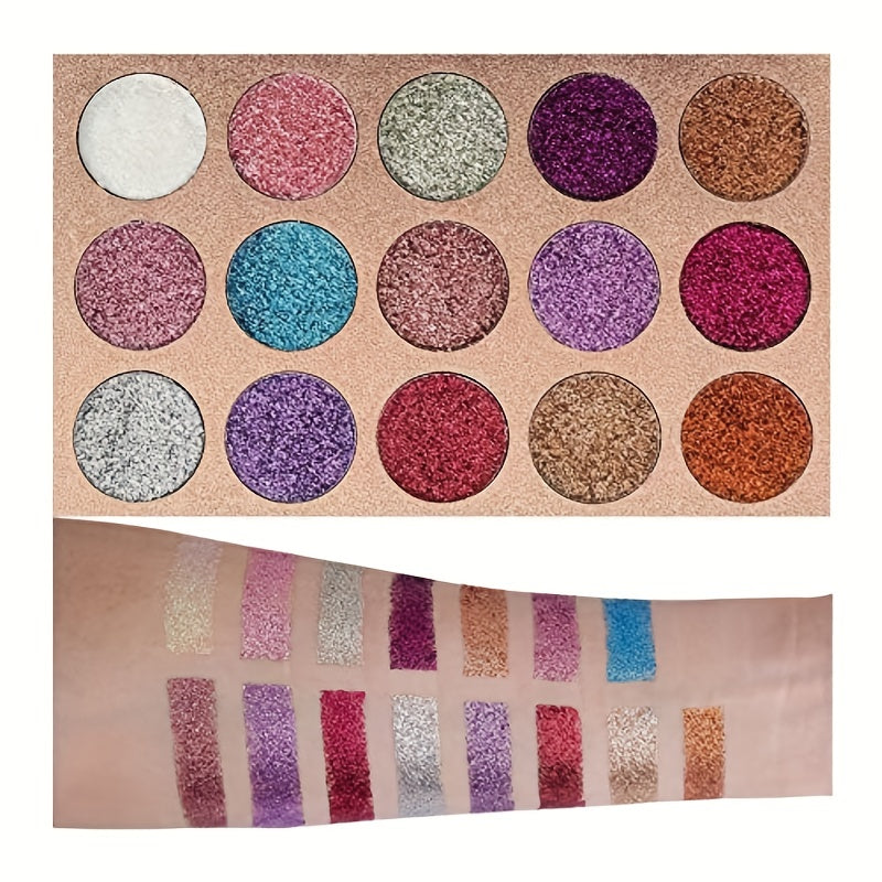15 Colors Glitter Eyeshadow Palette Shimmer Ultra Pigmented Makeup