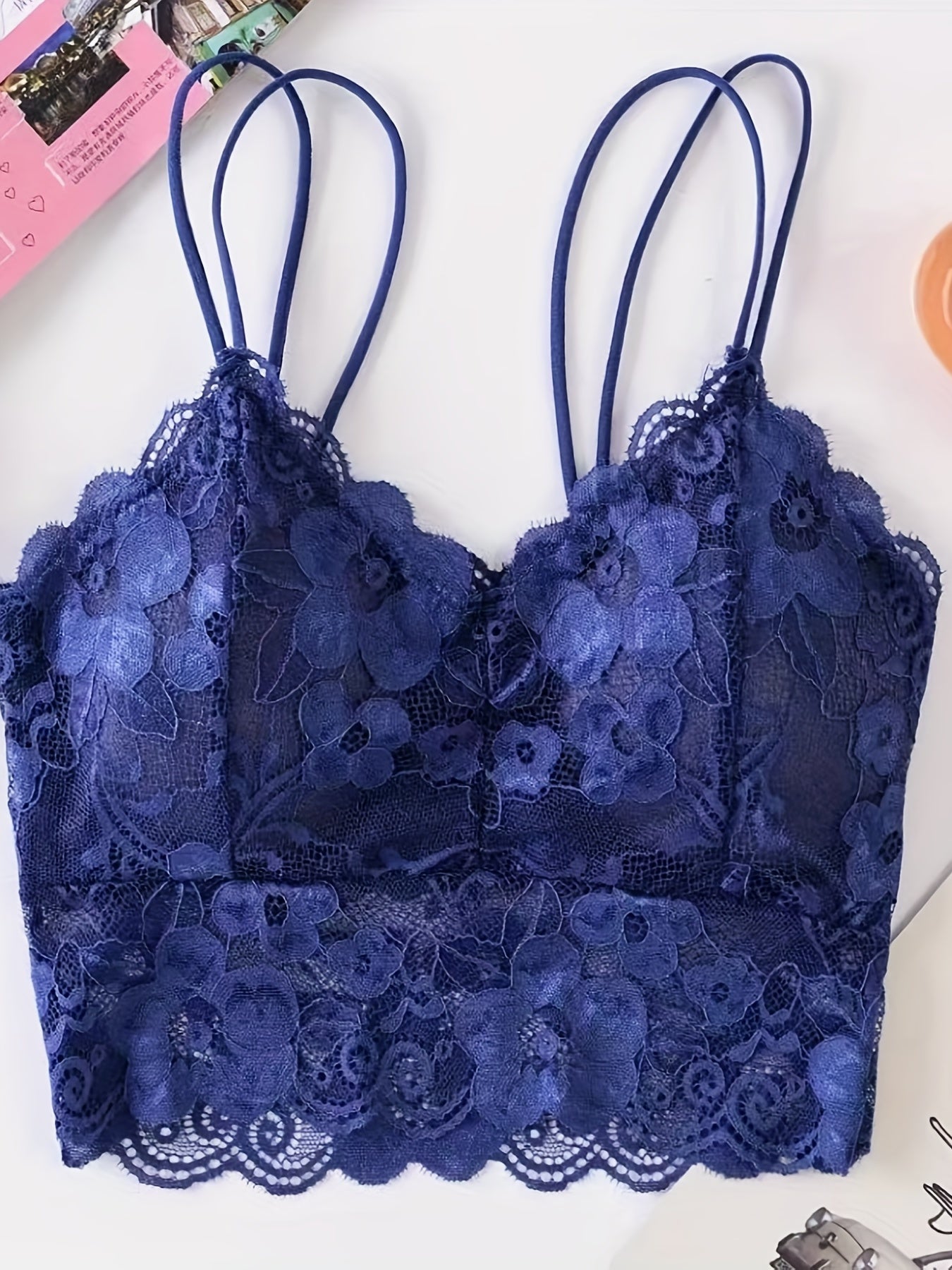 Floral Lace Wireless Bra Comfy & Breathable Bralette Women's Lingerie