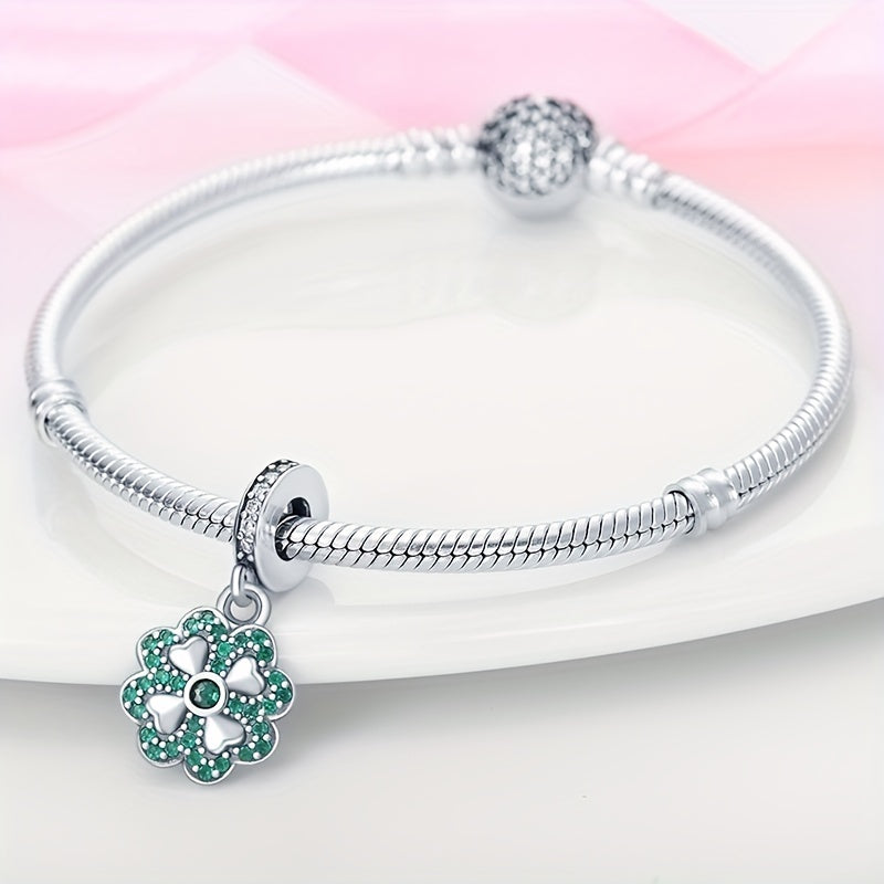 Shimmering Four Leaf Clover Lucky Charm Pendant