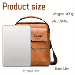 Retro PU Leather Mens Shoulder Bag Spacious Briefcase