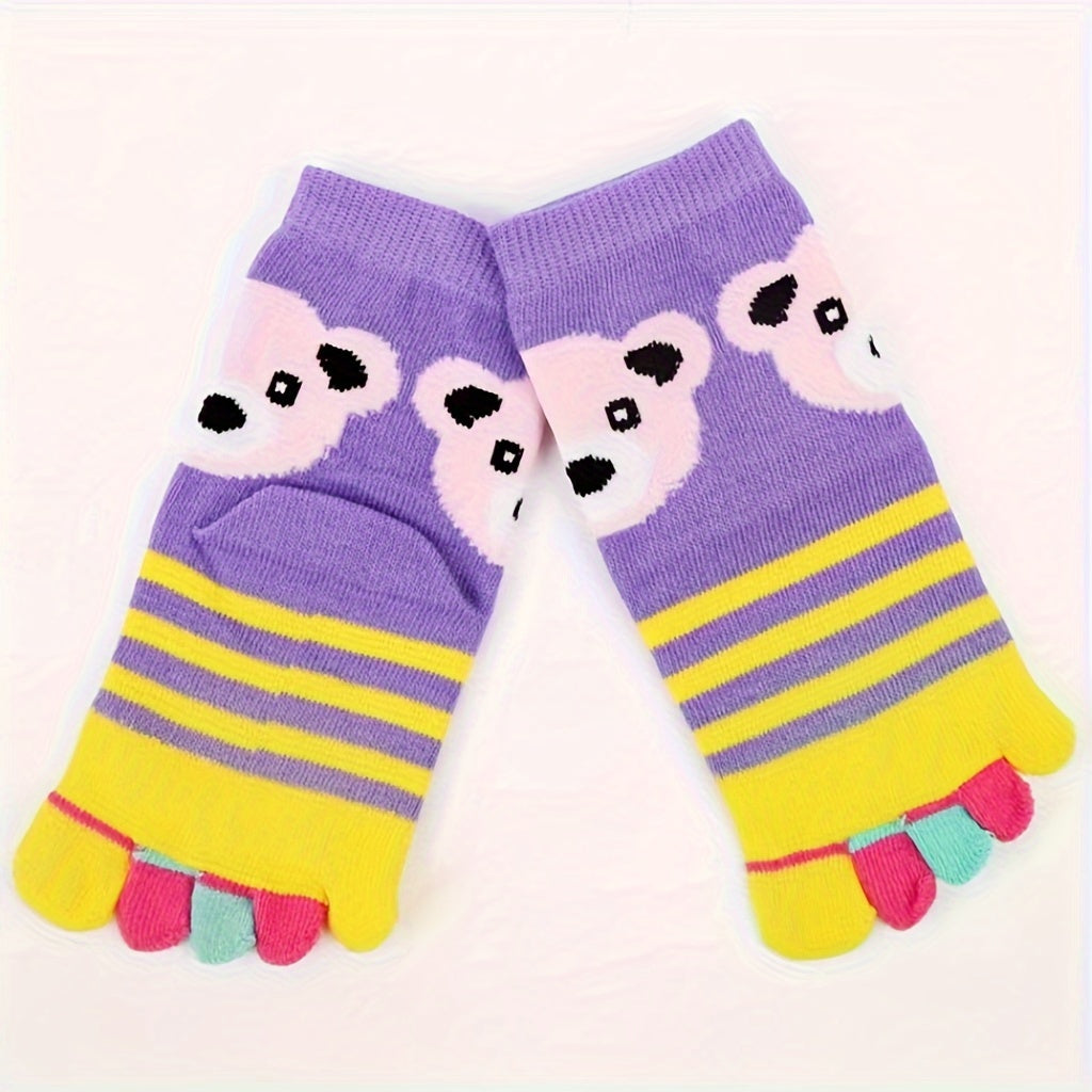 Kids' Bear Five Toes Short Cotton Sports Socks