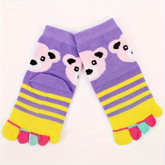Kids' Bear Five Toes Short Cotton Sports Socks