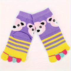 Kids' Bear Five Toes Short Cotton Sports Socks