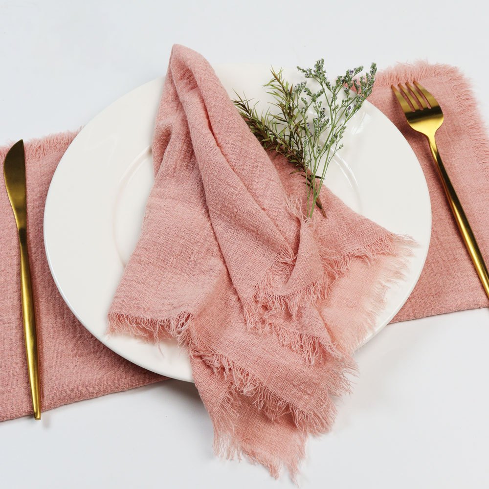 4pcs Cotton Napkins with Fringe for Dinners Parties Wedding