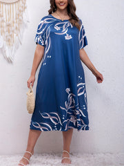  Floral Print Midi Dress with Pockets