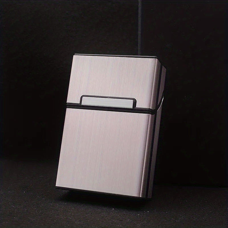 Brushed Aluminum Cigarette Box 20 Capacity Plastic Metal Men's Cigarette Box
