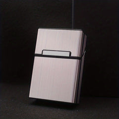 Brushed Aluminum Cigarette Box 20 Capacity Plastic Metal Men's Cigarette Box
