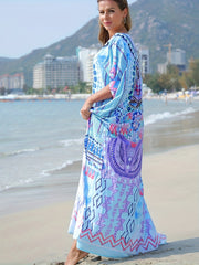  Boho Cover Up Women's Plus Geo Print Kaftan