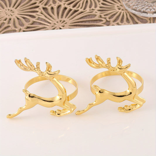 6pcs Christmas Deer Napkin Rings for Table Settings