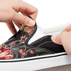 Floral Print Canvas Slip-On Casual Shoes Women's Comfy Flat Footwear