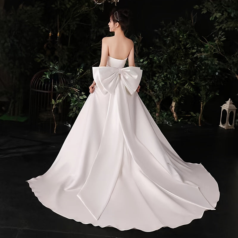 Baroque Style Bridal Train Accessory with Large Bow Knot Polyester Fiber