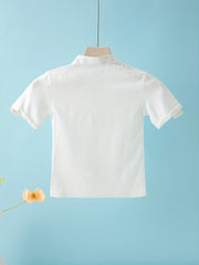 Boys Stand Collar T Shirt Toddler Baby Short Sleeve Casual Top